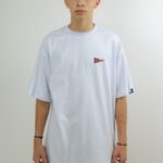Camiseta Masculina Oversized Branca com Estampa Bandeira