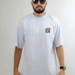 Camiseta Masculina Baseball Branca – Estilo Esportivo Casual
