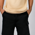 Bermuda Cargo Masculina em Malha Piquet Preta