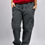 Calça Cargo Feminina Washed Black