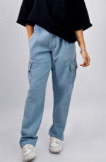 Calça Cargo Feminina Jeans Clara