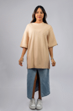 Camiseta Oversized Feminina Creme em Algodão Premium - Imagem 2