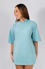 Camiseta Feminina Aqua Oversized em Algodão Premium