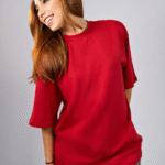 Camiseta Feminina Oversized Vermelha em Algodão Premium