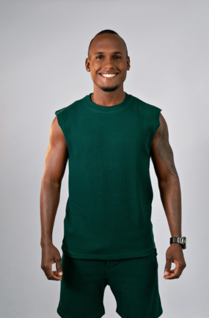 Regata Masculina Muscle Tee Green Deep em Malha Texturizada