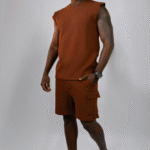 Regata Masculina Muscle Tee Terracota em Malha Texturizada