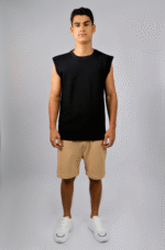 Regata Masculina Muscle Tee Preta em Malha Texturizada