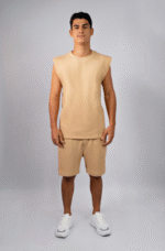 Regata Masculina Muscle Tee Areia em Malha Texturizada