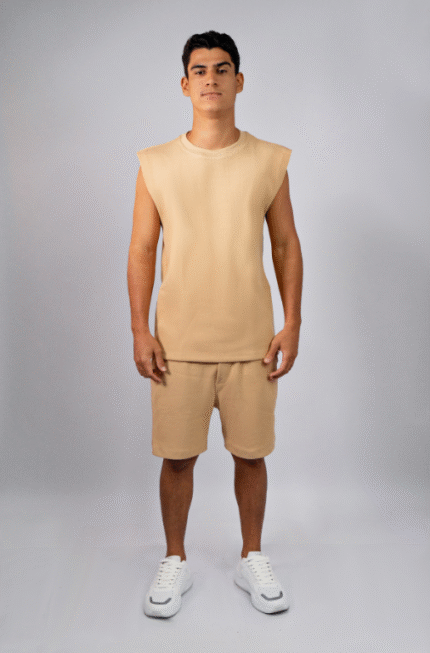 Regata Masculina Muscle Tee Areia em Malha Texturizada